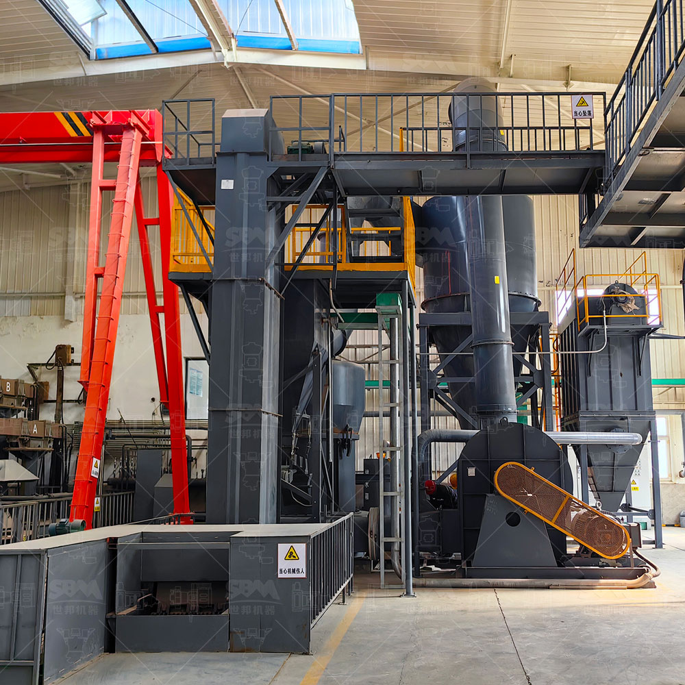 A large MTW Series European Trapezium Grinding Mill installed in an industrial power plant setting, showing its compact footprint and integrated ductwork.