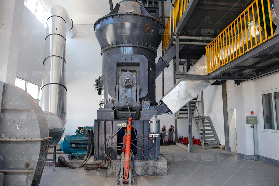 A modern vertical roller mill installation in an industrial mineral processing plant, showcasing its compact and integrated design.