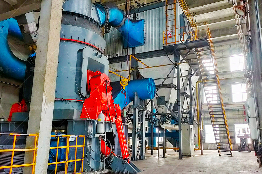 Modern powder plant layout showing compact vertical mill installation