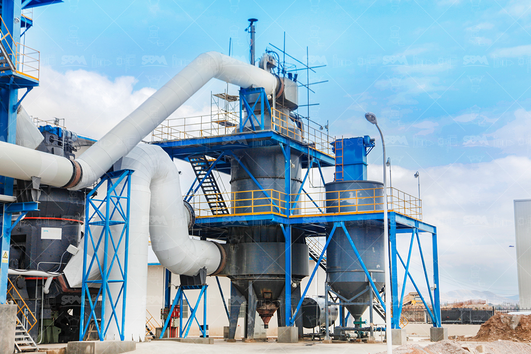 SBM LM Vertical Roller Mill in an industrial PCC production plant showing compact layout and integrated system.