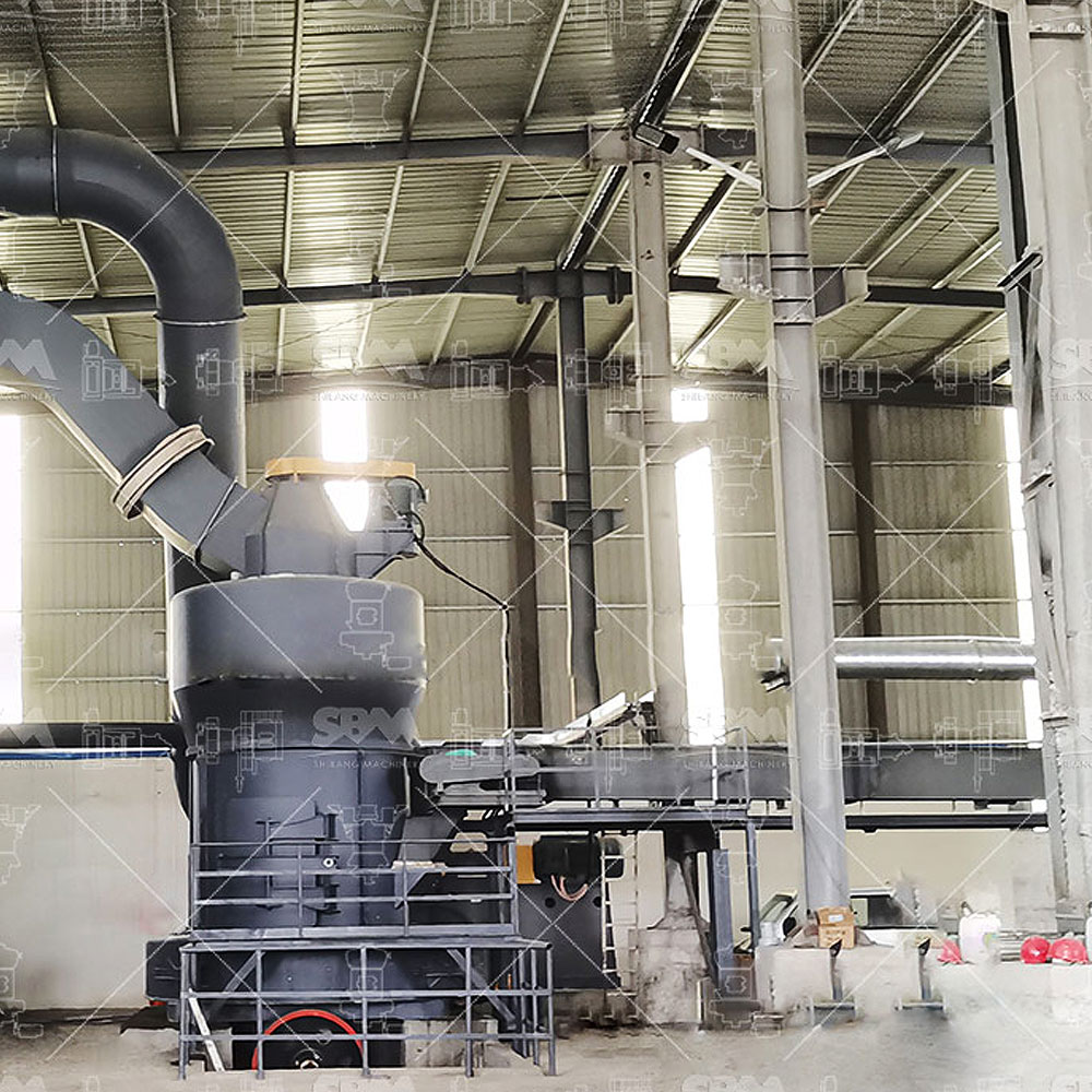 MTW European Trapezium Mill in a mineral processing plant, showing its compact structure and ductwork.