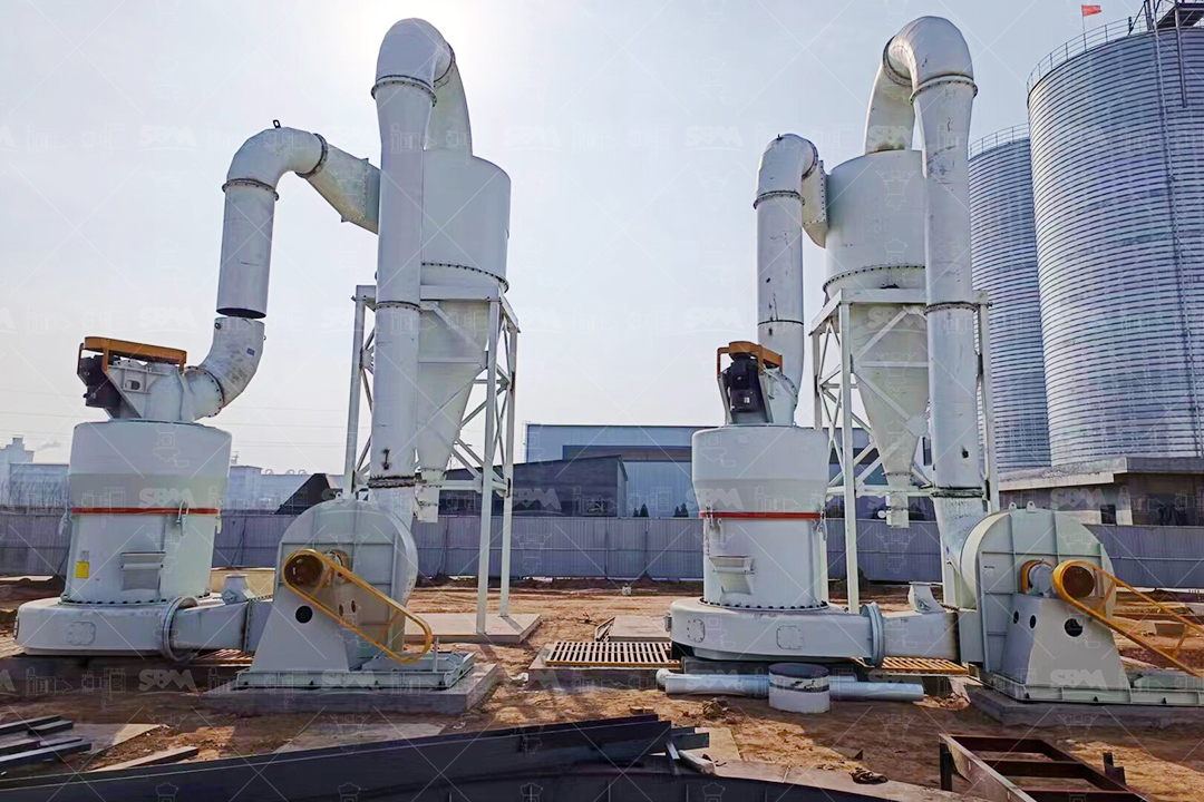 MTW European Trapezium Mill installed in a dolomite processing plant showing its compact structure and ductwork.