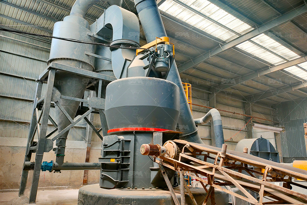 Flow diagram showing talc processing stages: crushing, grinding in Raymond mill, classification, and collection