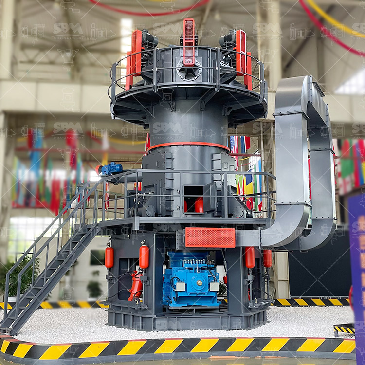 Close-up of classifier rotor and powder discharge outlet in ultrafine ring roller mill