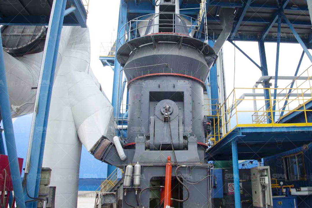 Complete fly ash grinding line with LM vertical roller mill, dust collector, and product silo at a coal-fired power plant