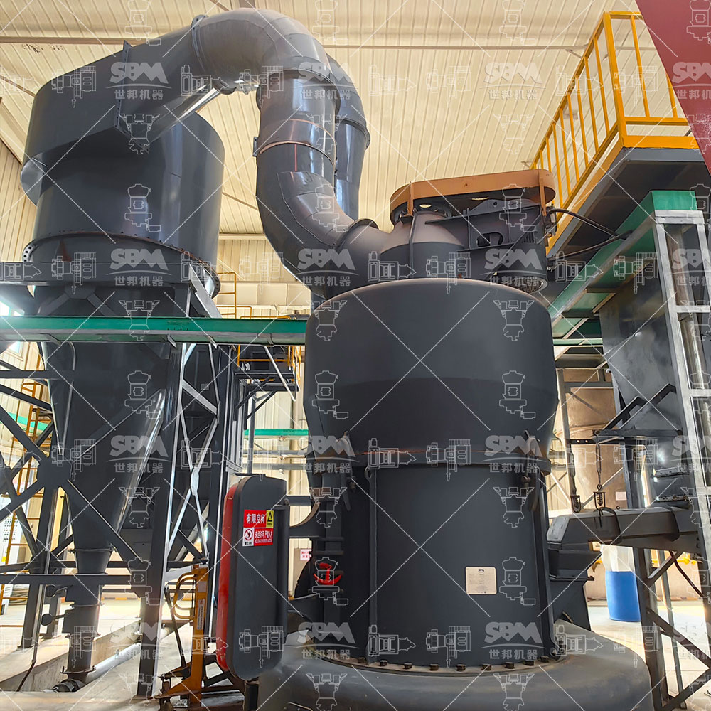 SBM integrated grinding mill system for pyrophyllite powder production showing compact layout and dust control equipment