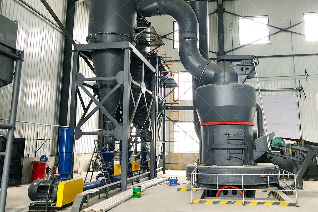 MTW Raymond Mill with sealed negative-pressure system and dust collection unit in a modern grinding plant