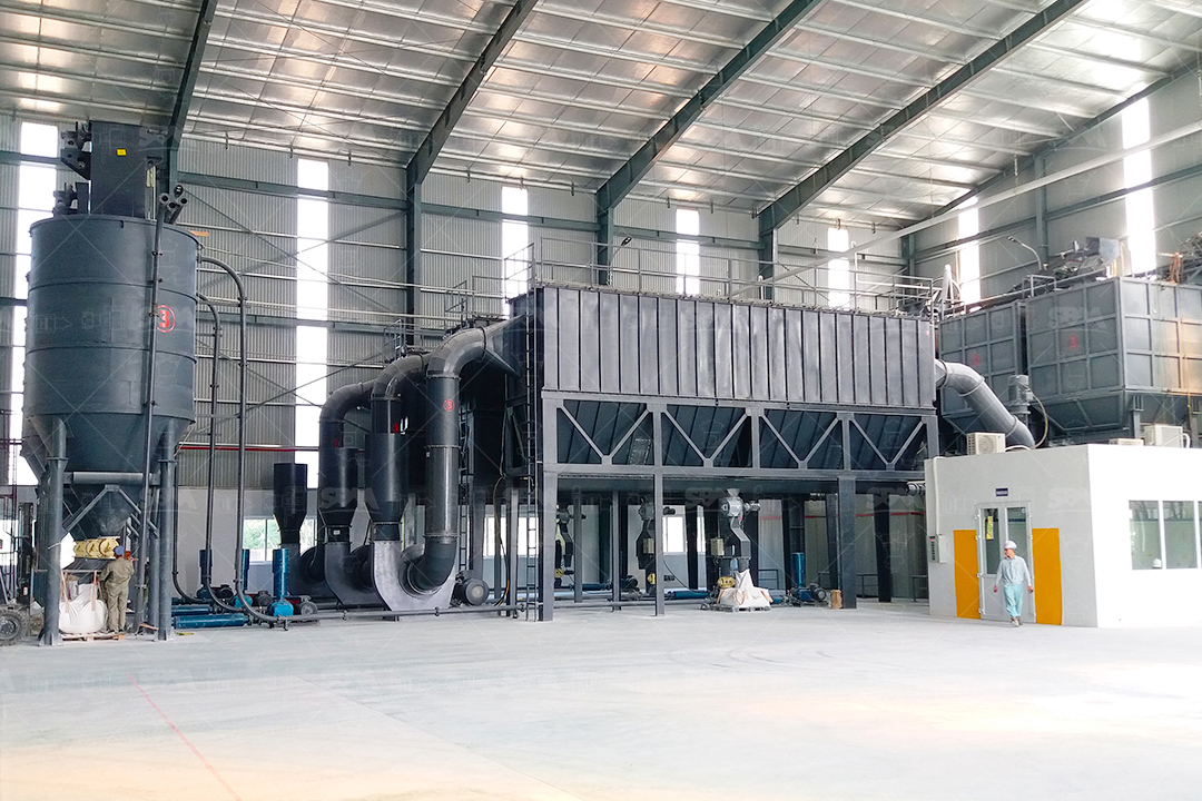 LUM Ultrafine Vertical Mill for spodumene ultra-fine grinding, highlighting multi-rotor classifier and PLC control panel