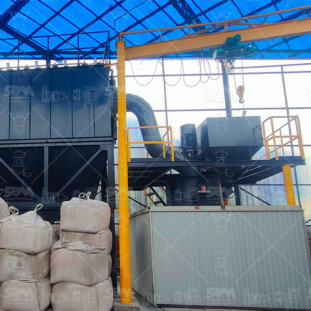 SBM Ultrafine Mill system in a talc processing workshop highlighting dust-free operation and PLC control panel
